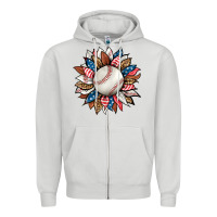 Dove Grey baseball sunflower Zipper Hoodie - HRA Design Shop