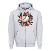 Baseball Sunflower Zipper Hoodie | Teevron