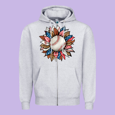 Baseball Sunflower Zipper Hoodie Designed By Hra Design Shop