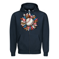 Navy baseball sunflower Zipper Hoodie - HRA Design Shop