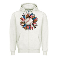 Oatmeal Heather baseball sunflower Zipper Hoodie - HRA Design Shop