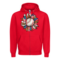 Red baseball sunflower Zipper Hoodie - HRA Design Shop