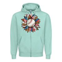Seafoam baseball sunflower Zipper Hoodie - HRA Design Shop