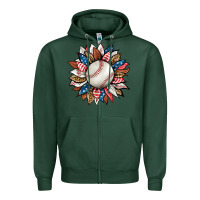 Sports Green baseball sunflower Zipper Hoodie - HRA Design Shop