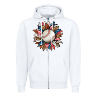 White baseball sunflower Zipper Hoodie - HRA Design Shop