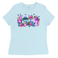 Baby Blue stitch coffee cups Ladies Tee - AdoDesignShop