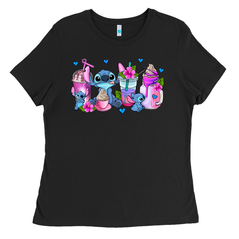 Stitch Coffee Cups Ladies Tee by AdoDesignShop | Teevron