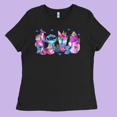 Stitch Coffee Cups Ladies Tee Designed By Adodesignshop
