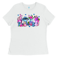 White stitch coffee cups Ladies Tee - AdoDesignShop