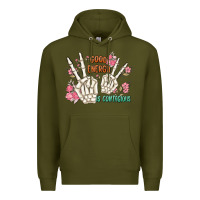 Army Green good energy is contagious Premium Hoodie - MaliasSmallBusiness