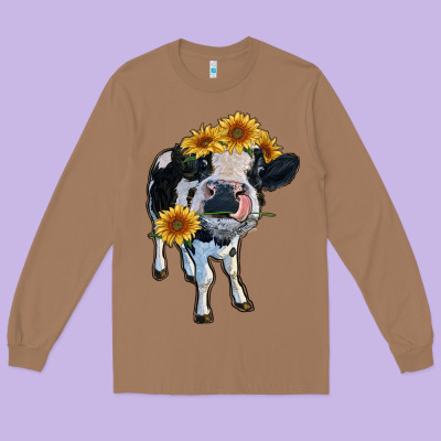 Heifer Cow Long Sleeve Tee Designed By Ranaportraitstore
