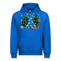Cobalt Hannukah Christmas trees Urban Hoodie - NancyCooperArtShop