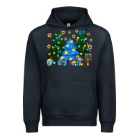 Navy Hannukah Christmas trees Urban Hoodie - NancyCooperArtShop