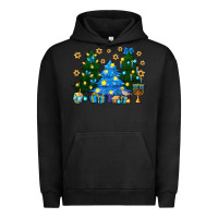 Pigment Black Hannukah Christmas trees Urban Hoodie - NancyCooperArtShop