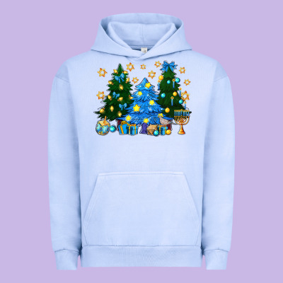 Hannukah Christmas Trees Urban Hoodie Designed By Nancycooperartshop