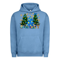 Pigment Pebble Blue Hannukah Christmas trees Urban Hoodie - NancyCooperArtShop