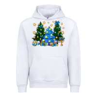 White Hannukah Christmas trees Urban Hoodie - NancyCooperArtShop