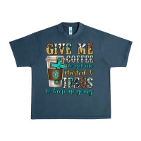 Midnight Navy give me coffee to get me started Urban Heavy Tee - texasbilliewilder