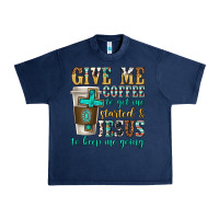 Navy give me coffee to get me started Urban Heavy Tee - texasbilliewilder