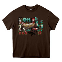 Chocolate Brown oh holy night Heavy Core Tee - CowhideDigitalArt
