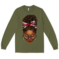 Army Green union jack flag afro messy bun Long Sleeve Tee - texasbilliewilder