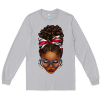Moon Dust union jack flag afro messy bun Long Sleeve Tee - texasbilliewilder