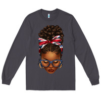 Smoke union jack flag afro messy bun Long Sleeve Tee - texasbilliewilder