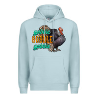 Blue Mist Thanksgiving turkey gobble gobble Premium Hoodie - NancyCooperArtShop