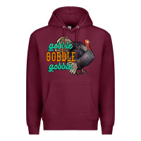 Burgundy Thanksgiving turkey gobble gobble Premium Hoodie - NancyCooperArtShop