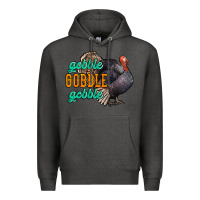 Charcoal Heather Thanksgiving turkey gobble gobble Premium Hoodie - NancyCooperArtShop