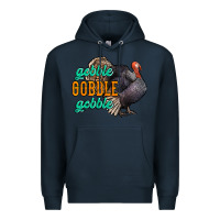 Navy Thanksgiving turkey gobble gobble Premium Hoodie - NancyCooperArtShop