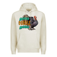 Oatmeal Heather Thanksgiving turkey gobble gobble Premium Hoodie - NancyCooperArtShop