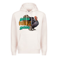 Pale Pink Thanksgiving turkey gobble gobble Premium Hoodie - NancyCooperArtShop