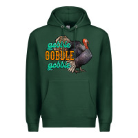 Sports Green Thanksgiving turkey gobble gobble Premium Hoodie - NancyCooperArtShop