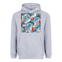 Heather Grey dolphin and crab seamless pattern Heavyweight Hoodie - BundleAndBundleShop
