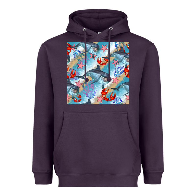 Dolphin And Crab Seamless Pattern Heavyweight Hoodie by BundleAndBundleShop | Teevron