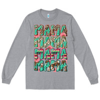 Heather Grey mama mama mama mama Long Sleeve Tee - Zillion Design Studio
