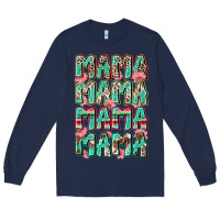 Navy mama mama mama mama Long Sleeve Tee - Zillion Design Studio