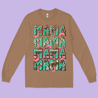 Mama Mama Mama Mama Long Sleeve Tee Designed By Zillion Design Studio