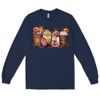 Navy leopard rose glitter flowers coffee cups Long Sleeve Tee - Zillion Design Studio