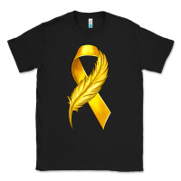 Black Childhood Cancer Ribbon with Feather Classic Tee - texasbilliewilder
