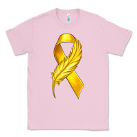Bubblegum Pink Childhood Cancer Ribbon with Feather Classic Tee - texasbilliewilder