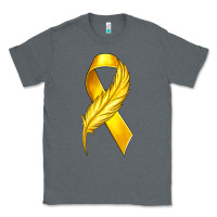 Charcoal Heather Childhood Cancer Ribbon with Feather Classic Tee - texasbilliewilder