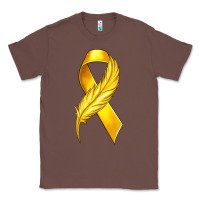 Chestnut Childhood Cancer Ribbon with Feather Classic Tee - texasbilliewilder