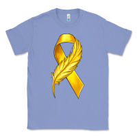 Colony Blue Childhood Cancer Ribbon with Feather Classic Tee - texasbilliewilder