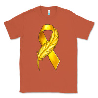 Copper Childhood Cancer Ribbon with Feather Classic Tee - texasbilliewilder