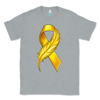 Heather Grey Childhood Cancer Ribbon with Feather Classic Tee - texasbilliewilder
