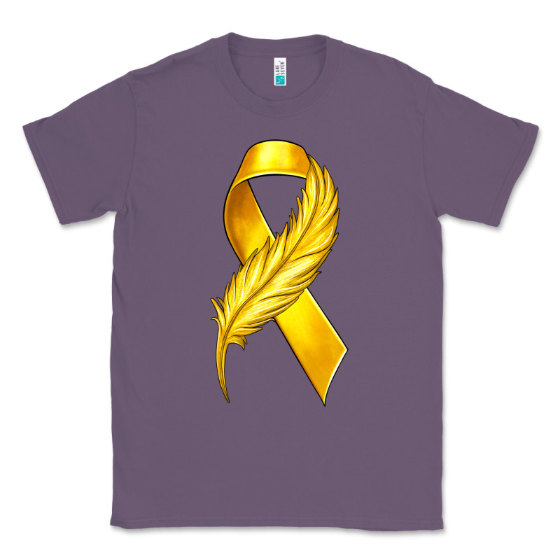 Childhood Cancer Ribbon With Feather Classic Tee by texasbilliewilder | Teevron