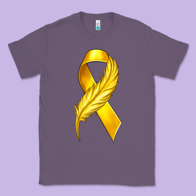 Childhood Cancer Ribbon With Feather Classic Tee Designed By Texasbilliewilder