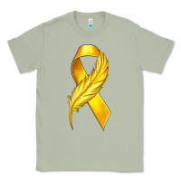 Matcha Childhood Cancer Ribbon with Feather Classic Tee - texasbilliewilder